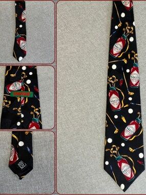 Tabasco Silk Novelty Golf Tie Black Licensed
